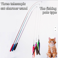 Mainan Kucing Modern Tongkat Penggoda Retraktil Tiga Bagian Bulu Penjualan Panas Ukuran 40cm MOQ 10pcs