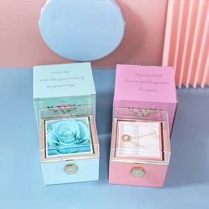 Creative Rotating Valentine's Day Elegant Rose Flower Jewelry Box for <b>Ring</b> and Necklace Packaging Stock Available - Product Image 3