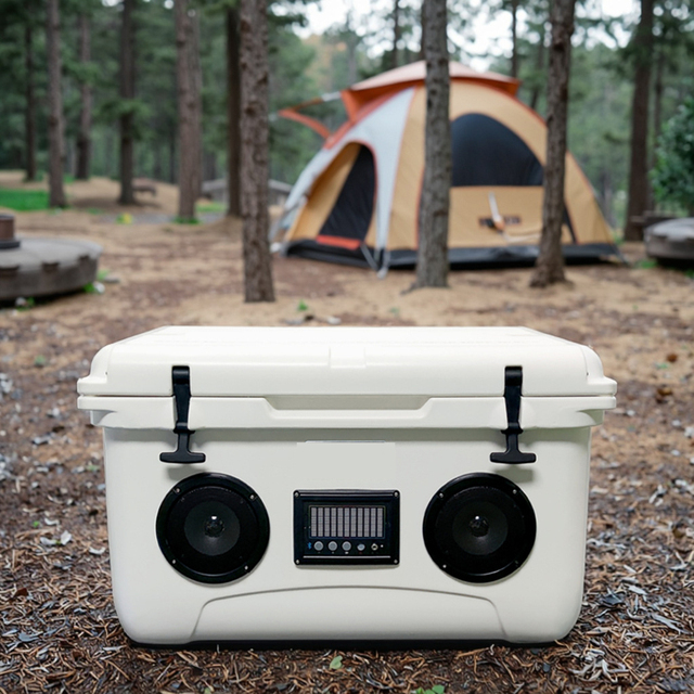 45L Portable Cooler Box with Bluetooth Speaker (Hot & Cold) PE+PU Material Single Color