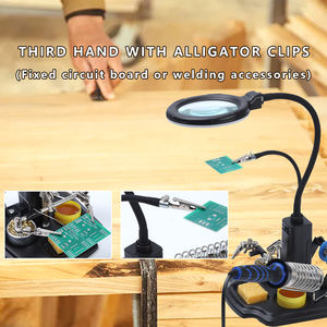 4 X Led Licht Handsfree Lamp Plus Vergrootglas Led Vergrootlamp Met Derde Hand En Alligator Clips - Product Image 4