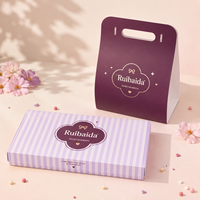 Boîte cadeau en papier personnalisée avec poignée détachable pour biscuits, macarons, bonbons, pâtisseries, desserts, emballage personnalisé avec logo