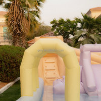 Parc de jeux gonflable intérieur/extérieur blanc pastel, parcours d'obstacles gonflable, aire de jeux aquatique gonflable