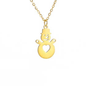 Collar de Cadena de Eslabones de Acero Inoxidable para Niños al por Mayor, con Colgante de Muñeco de Nieve Chapado en Oro de 18k, Regalo de Moda - Product Image 1