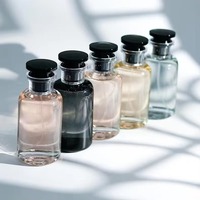 Ensemble de flacons de parfum ronds de luxe, noir mat, bouchon à vis, col argenté, conteneur vide pour parfum, 5 pièces pour huile essentielle, Cologne