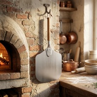 Spatule à pizza en aluminium de 12 pouces avec manche en bois amovible pour four à pizza familial, pain et pâtisserie