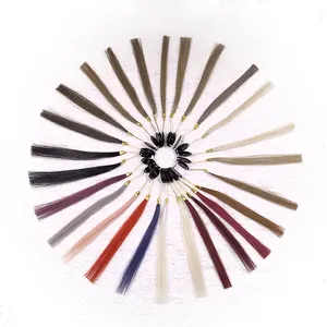 थोक 26 ठोस रंग बाल एक्सटेंशन नमूना रंग की अंगूठी कच्चे मानव बाल नमूना रंग चार्ट पहिया