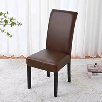 Chaise simple et détachable à dossier haut, confortable, en bois massif de couleur unie, avec revêtement en cuir durable, pour hôtel, restaurant ou villa moderne