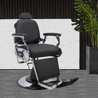 Chaise de Barbier Ergonomique Multifonctionnelle à Pompe Hydraulique, Pivotante à 360°, Siège Réglable en Hauteur, Synthétique, pour Salon de Beauté