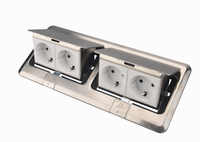 Prise de sol escamotable, quatre prises européennes 16A en acier inoxydable, étanche, avec ports USB, pour usage commercial