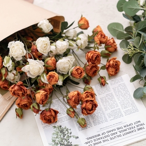 Factory10 testa piccole Rose fiori artificiali per la decorazione di nozze per la casa, all'ingrosso 10 teste di seta boccioli di rosa per il nuovo anno - Product Image 3