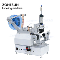 ZONESUN ZS-TB805 Bocal En Verre Autocollant Carré Manchon de Bouteille D'eau Semi-Automatique De Bouteille Ronde Boîtes En Plastique Briquet Machine à Étiquettes