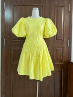 Robes pour femmes OUDINA de haute qualité, élégantes, à manches bouffantes, plissées, mini courtes, décontractées, grandes tailles