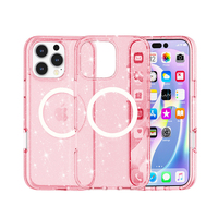 Militaryer Grade Antichoc Transparent Clair Paillettes Magnétique Mobile Couverture Arrière pour iPhone 16 Plus 16 pro max