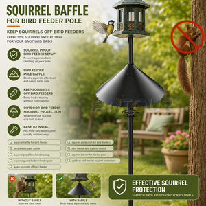 Barrière anti-escalade pour écureuils, dissuasif et protecteur pour mangeoire à oiseaux sur poteau - Product Image 1
