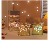 Lampe cube miroir en forme de tulipe à faire soi-même, artisanat fait main, cadeau de la Saint-Valentin, lampe miroir en forme de tulipe artificielle à faire soi-même, lampe miroir infini