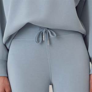 Women's Custom Solid Quarter Zip Sweatshirt Loose Fit <b>Wide</b> <b>Leg</b> <b>Joggers</b> Autumn Casual 2-Piece Knitting Outfits Long Tops - Product Image 6