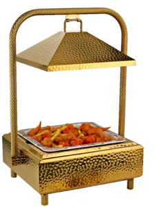 Calentador de Alimentos de Acero Inoxidable de Alta Gama con Tapa Dorada Martillada, 6L, a Base de Alcohol, para Hoteles y Restaurantes de Lujo, para Chefs Ejecutivos - Product Image 5