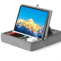 Support de tablette réglable en mousse et polyester pour iPad, utilisable sur les genoux, le lit et le canapé, pliable et portable