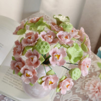 Vas Bunga Keramik Jingdezhen, Hiasan Daun Teratai Peony Buatan Tangan, Dekorasi Rangkaian Bunga Halus, Gaya Cina Baru, Dapat Dicuci