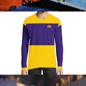 <b>Men</b> Color Blocked Long Sleeve Shirt <b>Purple</b> Yellow Full Sleeve All Seasons Style Shirts Tops - Product Image 3