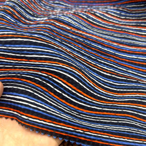 En stock Tissu en coton à rayures ondulées noir bleu orange 80 g/m² infroissable et résistant au sel pour la confection de vêtements - Product Image 3