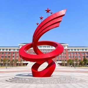 Grande Scultura Moderna da Esterno in Acciaio Inossidabile a Forma di Angelo - Anello Luminoso a Mezzaluna Cavo Personalizzato, Design Creativo in Metallo Fuso Intagliato - Product Image 4