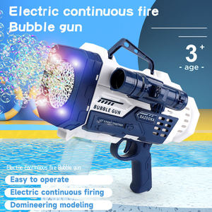 Pistolet à bulles rechargeable USB 36 trous avec lumières musicales, batterie 600 mAh, réservoir 200 ml, rose et bleu, jouet de fête en plein air - Product Image 2