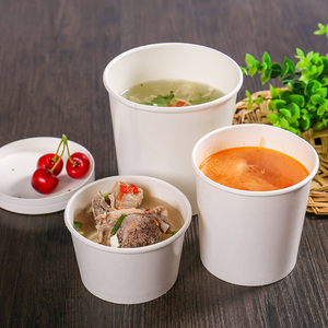 Tùy chỉnh dùng một lần Trắng Kraft mì salad Bát súp xô lò vi sóng bát với nắp sinh thái thân thiện bao bì thực phẩm - Product Image 1