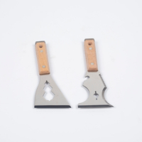 Kit d'outils multifonctionnels : Outils à dentelure pour le collage de plaques de plâtre, grattoir à lame en acier inoxydable avec manche en bois de hêtre et ouvre-bouteille