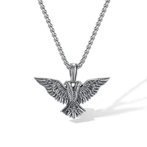 NEW Fashion Men Punk Rock Stainless Steel Animal Eagle Tag Pendant Wings Necklace 18K Gold Pendant Necklace Jewelry Gifts