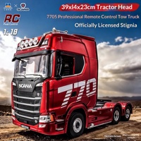 Modèle de camion télécommandé électrique Scania 770S authentique, jouet tracteur 1501/1502, semi-remorque à l'échelle 1:18 par Hui Na