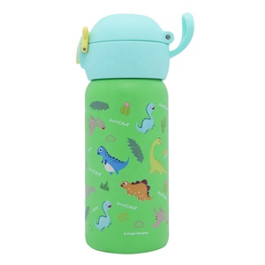 Gobelet isotherme pour enfants PINKAH Dinosaur 350 ml (12 oz) en acier inoxydable à double paroi, bouteille d'eau avec paille pour enfants et bébés avec poignée souple - Product Image 3