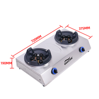 Réchaud à gaz coupe-vent 2 brûleurs en acier inoxydable, cuisinière à gaz haute puissance avec commande par bouton