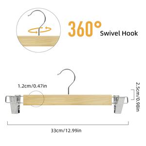 新しいブティック滑り止め木製洋服ハンガー大人用パンツとスカートクリップ付きワードローブパンツラック - Product Image 6