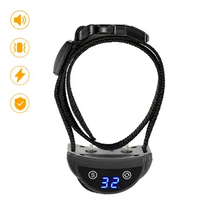 Livraison gratuite Réglable sensitibity choc et pas de choc automatique LED Écran anti-aboiement collier de chien Rechargeable et Étanche