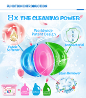Dosettes de lavage en perles de savon, OEM ODM, capsules de lavage, nettoyage en profondeur 3 en 1, boules de gel à lessive résistantes pour enlever les taches, nouveau