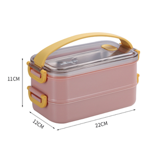 1600ml Portátil Aço Inoxidável Bento <span class=keywords><strong>Box</strong></span> 2-Layer Compartimento Recipiente De Armazenamento De Alimentos Ar Apertado Lancheiras De Plástico - Product Image 4