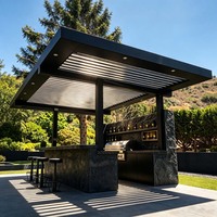 Pergola bioclimatique motorisée en aluminium à lames orientables, toit imperméable, pavillon extérieur, gazebo pour villa, jardin, cour arrière