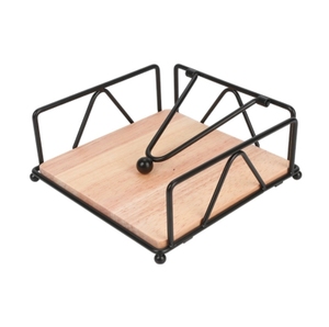 Porte-serviettes carré moderne - Utilisation durable sur table avec bras lesté en métal et base en bois (noir, or, blanc) par Usa Mairun - Product Image 3