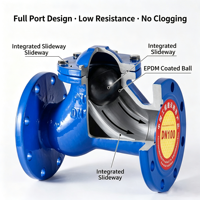 Clapet anti-retour à bille en fonte ductile HQ41X-16Q à brides avec bille en caoutchouc EPDM pour système de traitement des eaux usées