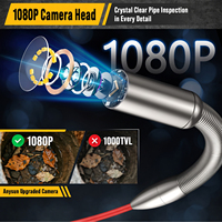 Caméra d'inspection de canalisation 9'' IPS 1080P avec écran, 512 Hz, auto-nivelante, 30 m (100 pieds), DVR vidéo, endoscope pour plomberie