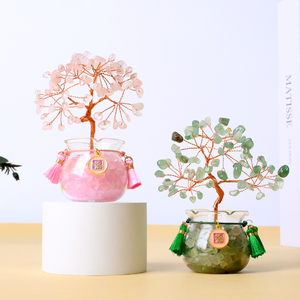Hot Sale Natural Crystal Energy Money <b>Tree</b> Handmade Gemstone Chips Fengshui <b>Tree</b> with Glass Base Home Decoration - Product Image 1