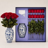 2026 Wohndekor-Stil Ewige Blumen Geschenke 12 Langlebige Rosen Florale Venus Langanhaltende Rose mit Stiel in Vase