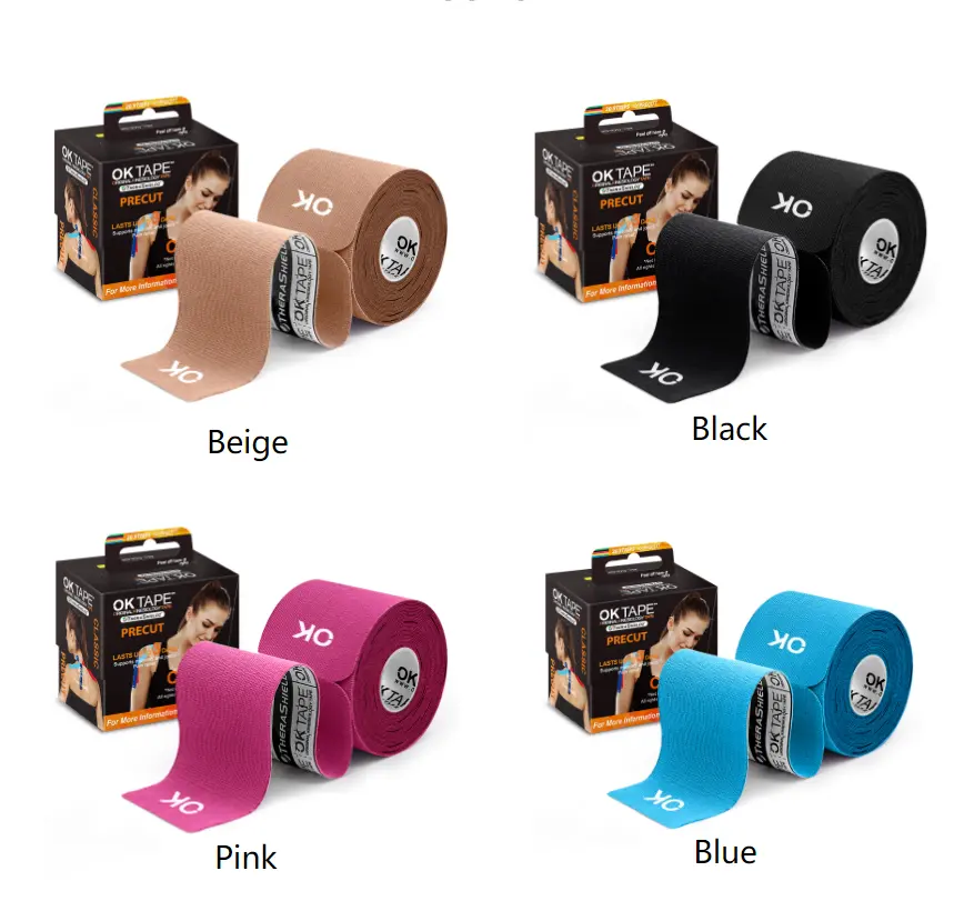 New style good elasticity and well flexible fashion kinesiology tape 5cm*5m used for prevent injury and pain management