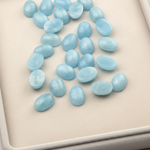 カスタムメイド アクアマリン 天然ルースジェムストーン プレミアムサプライヤー オーバルデザイン 高品質カボション - Product Image 1