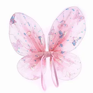 Festival Butterfly Fairy Wing Set With Fairy Wand Children Pink Color Performance Stage Party Props