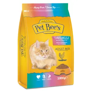 ペットビーの大人の猫のドライフードチキンミックスカラー1 kg * 6pcs * 大人のミックスフレッシュネスロック付きの完全な栄養ペットフード
