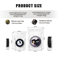 Perles micro-nano préchargées avec revêtement en silicone pour extensions capillaires, 1000 pièces/rouleau, 4,0*2,0*3,0 mm, 3,0*1,6*2,0 mm