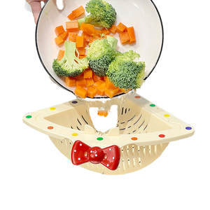 Decorative <b>Plastic</b> Kitchen Sink Drain <b>Basket</b> Strainer with Corner Drain Rack Pressure Pour Self-Cleaning Multifunction - Product Image 1