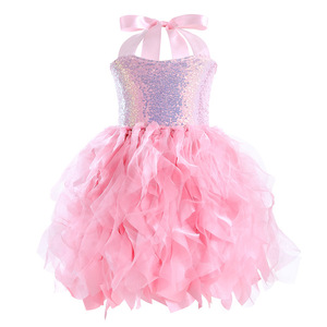 Robe de princesse à sequins pour filles en gros, design spirale double couche personnalisé, costume d'Halloween pour enfants, robe de spectacle pour enfants - Product Image 2